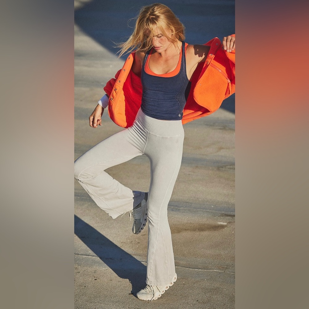 Free People Good Karma Flare Leggings in Ice Grey